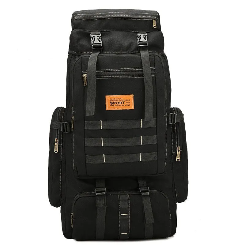 60L Large Military Canvas Backpack - Tactical Camping Hiking Rucksack, Army Travel Molle Bag for Men Outdoor