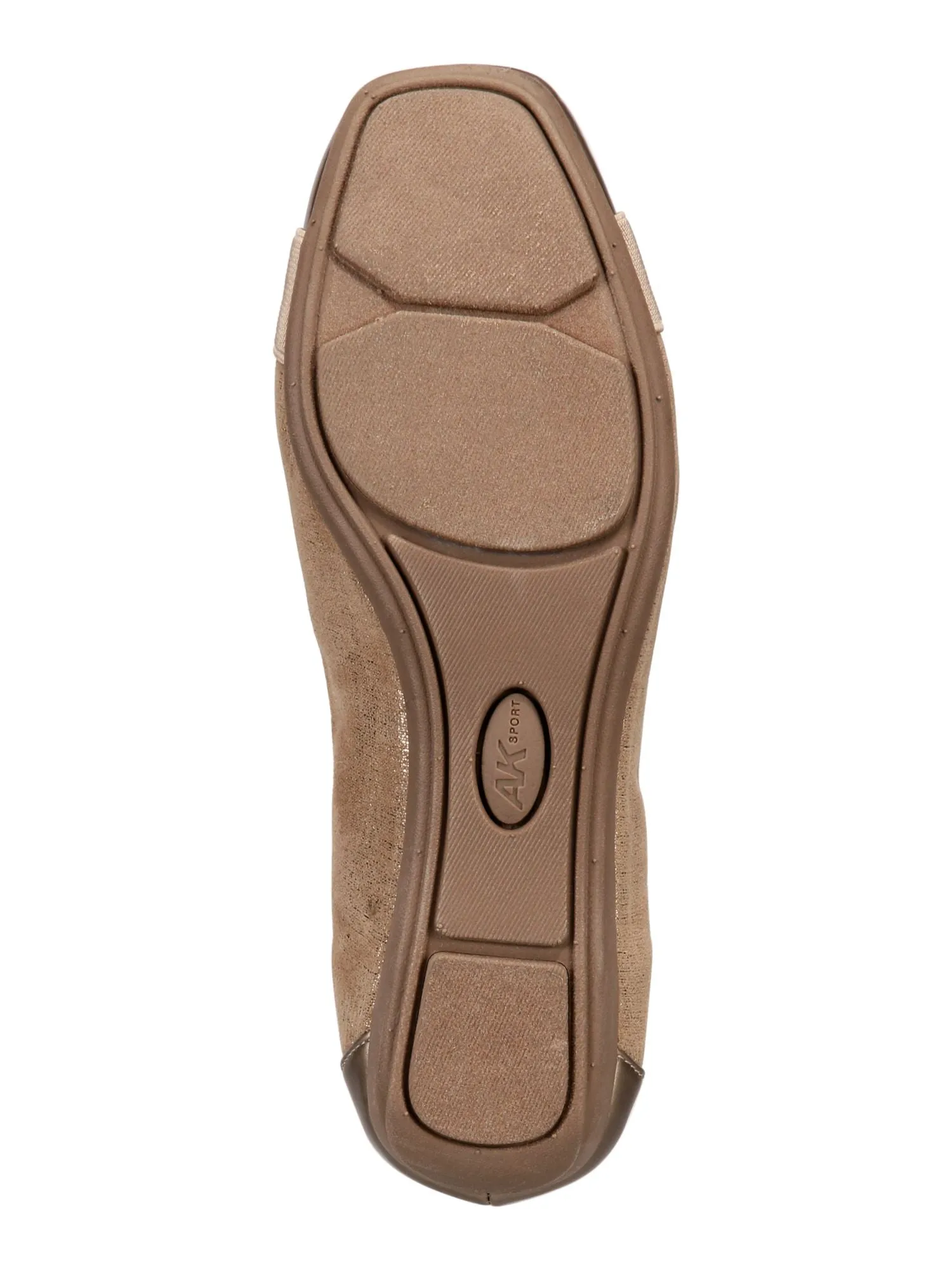 AK SPORT Womens Beige Stretch Lightweight Woven Buckle Accent Cushioned Uplift Square Toe Wedge Slip On Ballet Flats M