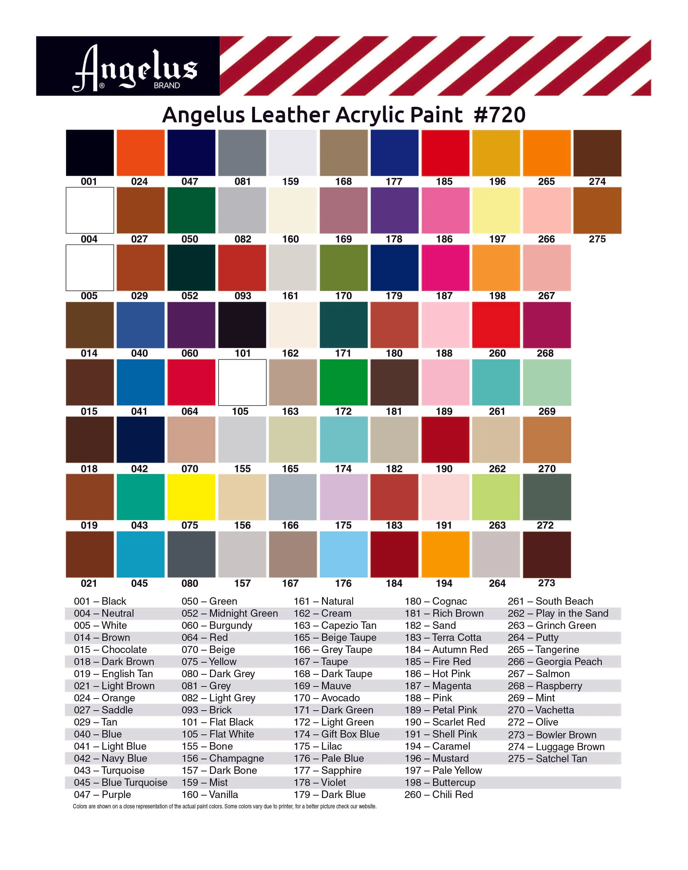 Angelus 29ml (1oz) Acrylic Leather Paint (Shades #100 - #299)