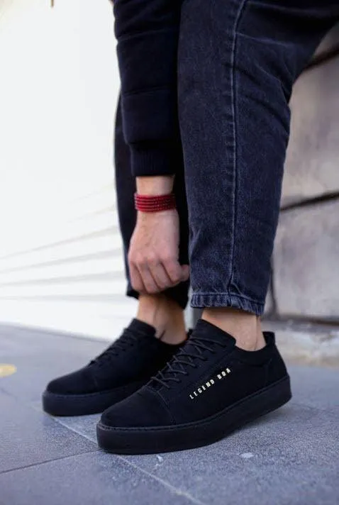 BA0104 Lace-up Nubuck Black Sport Classic Men's Shoes