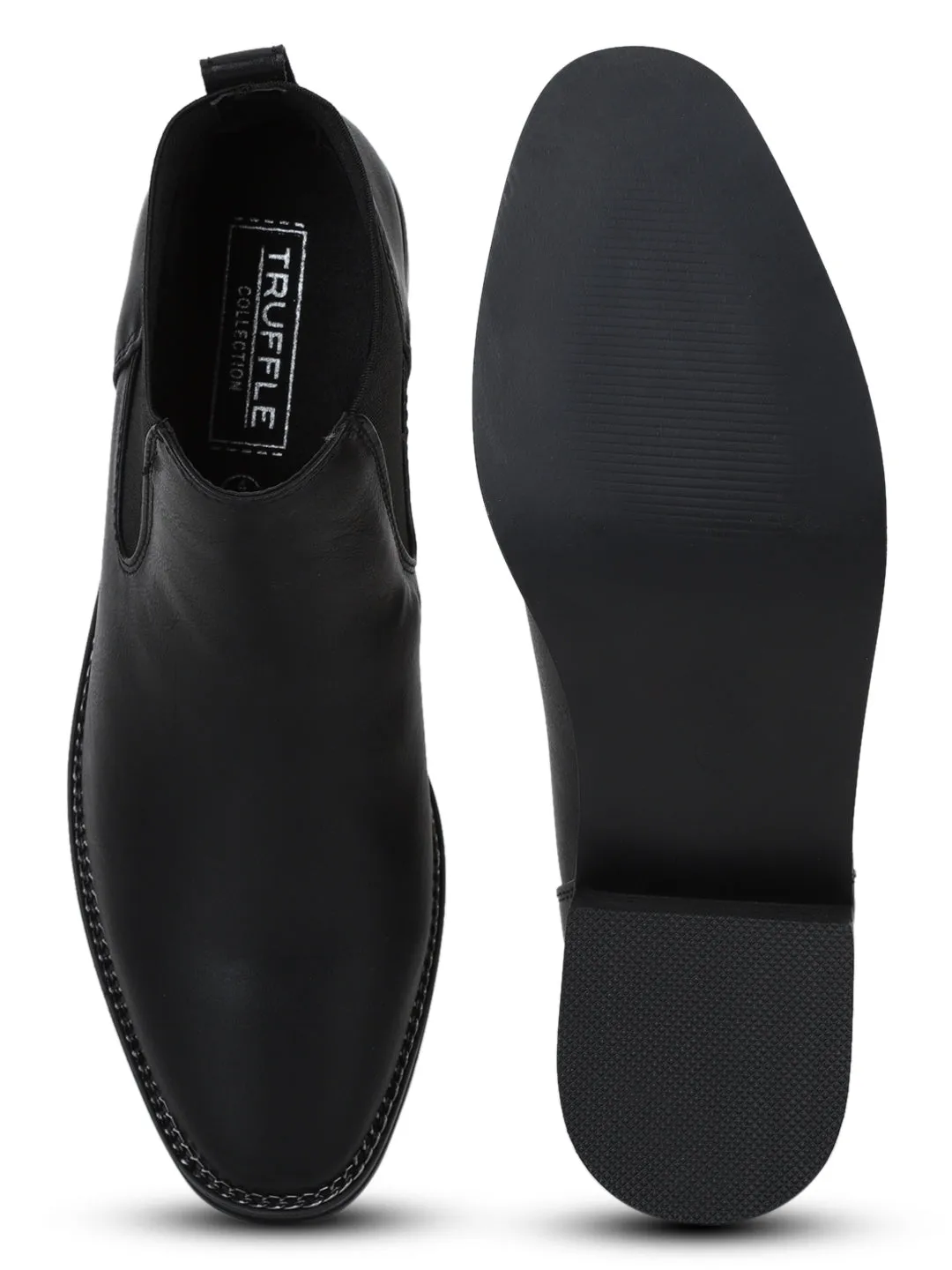 Black PU Chelsea Flat Ankle Boots