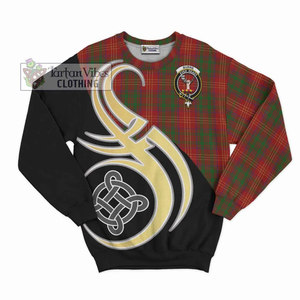 Burns Tartan Sweatshirt with Family Crest and Celtic Symbol Style