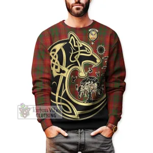 Burns Tartan Sweatshirt with Family Crest Celtic Wolf Style