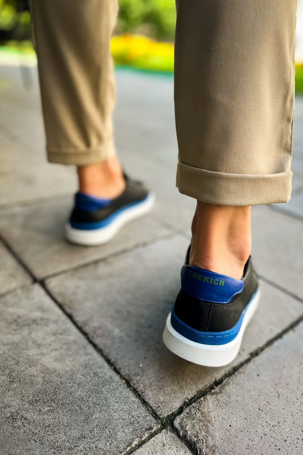CH979 Santoni GBT Sport Men's Sneakers Shoes BLACK/BLUE