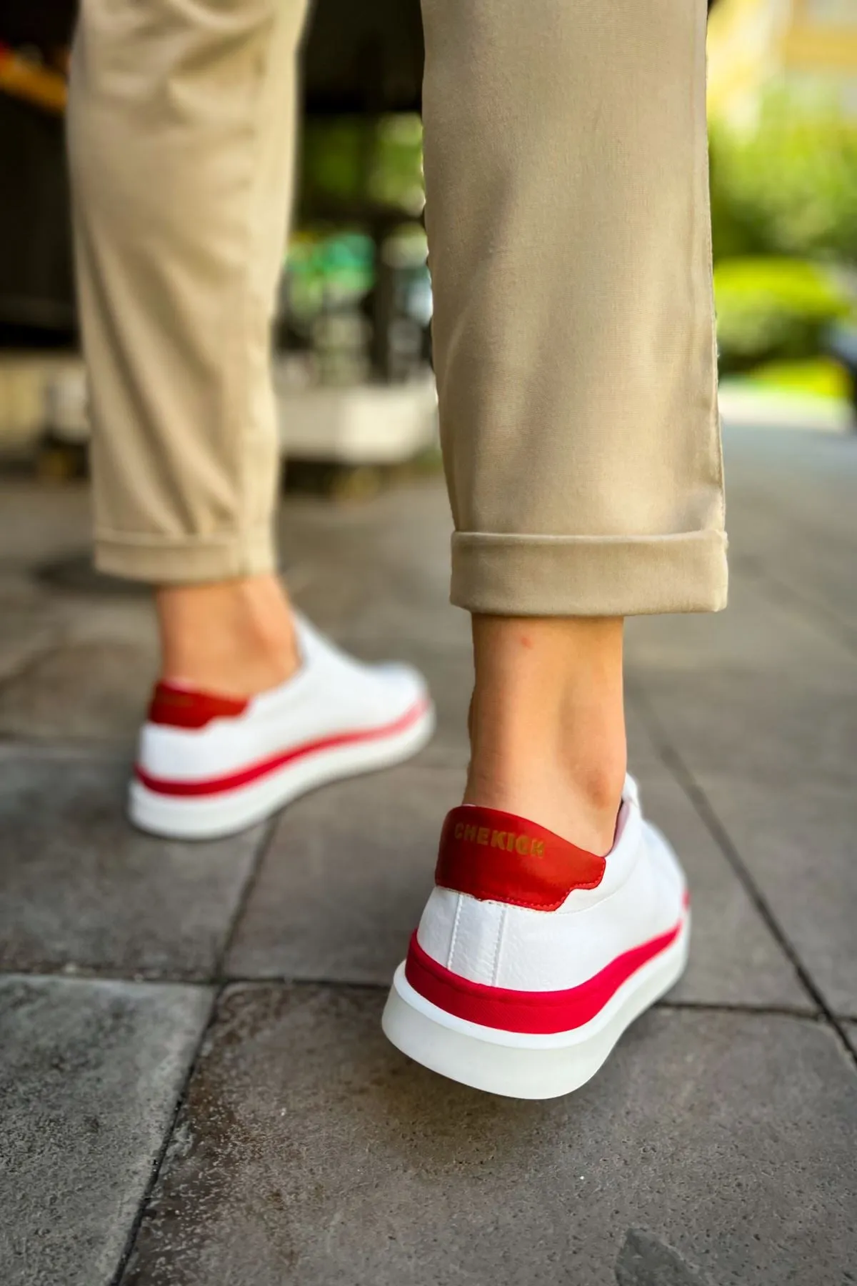 CH979 Santoni GBT Sport Men's Sneakers Shoes WHITE/RED