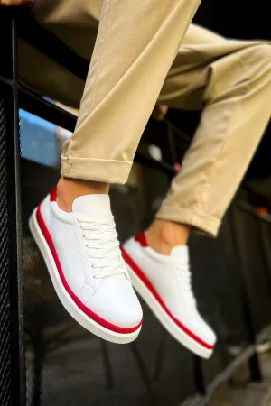 CH979 Santoni GBT Sport Men's Sneakers Shoes WHITE/RED