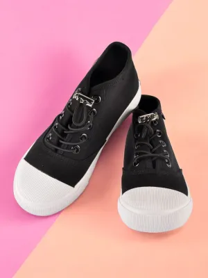 Chic Explorer Girls' Black Canvas Sneakers