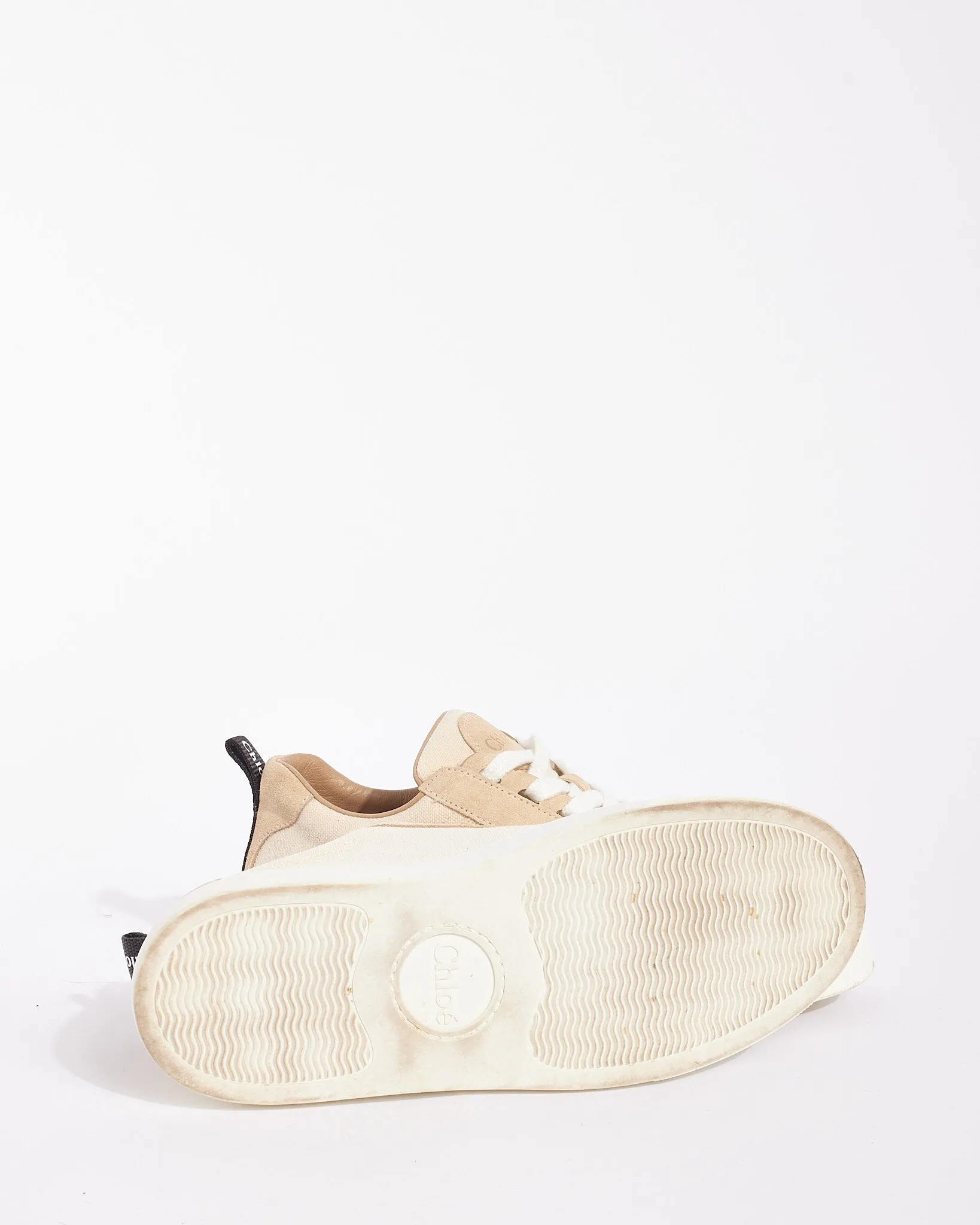 Chloé Beige Canvas Lauren Sneakers - 38