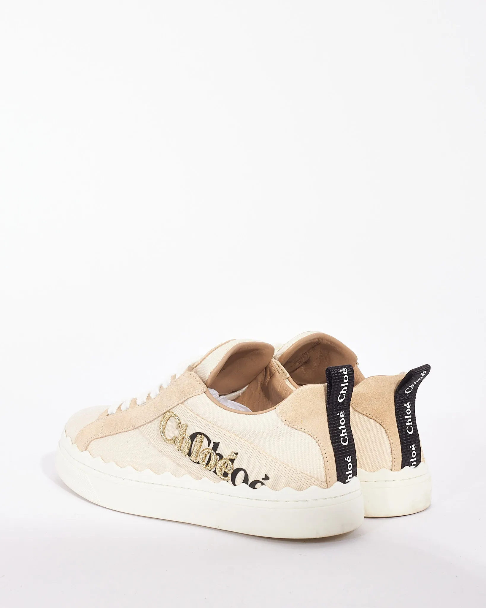 Chloé Beige Canvas Lauren Sneakers - 38