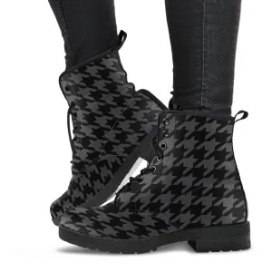 Combat Boots - Black Houndstooth | Goth Boots, Gothic Boots, Black Boots, Black Hipster Boots, Black Leather Boots, Black Combat Boots