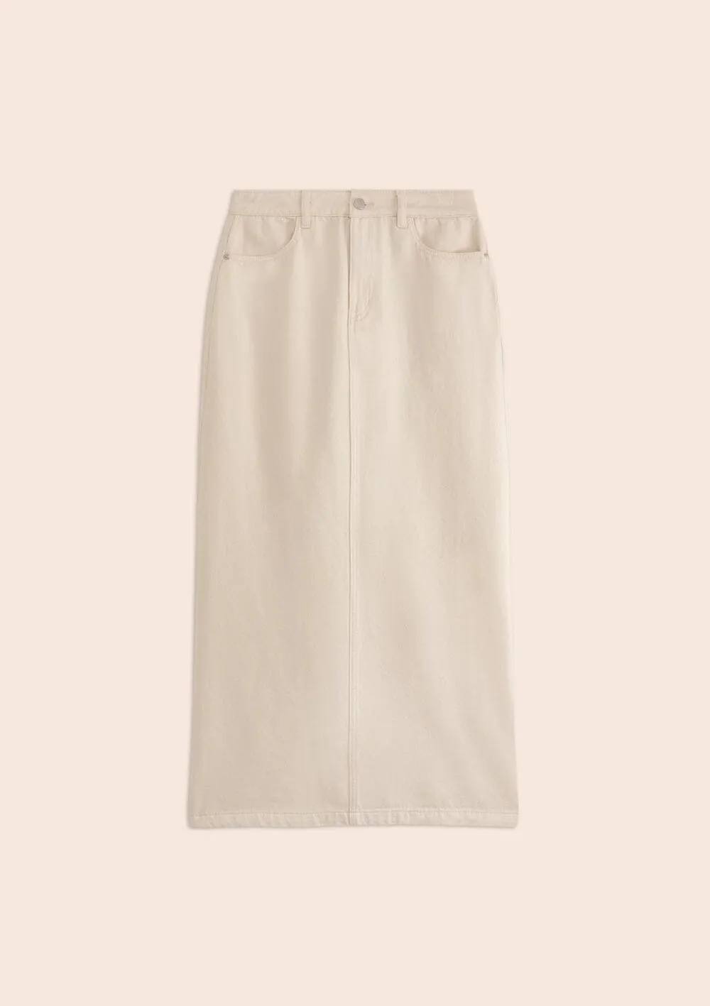 Cream Denim Midi Skirt | Woven Jupe Floyd | Suncoo Paris