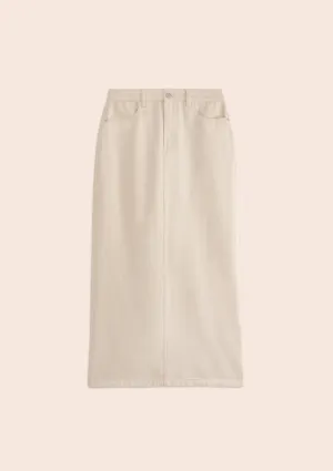 Cream Denim Midi Skirt | Woven Jupe Floyd | Suncoo Paris