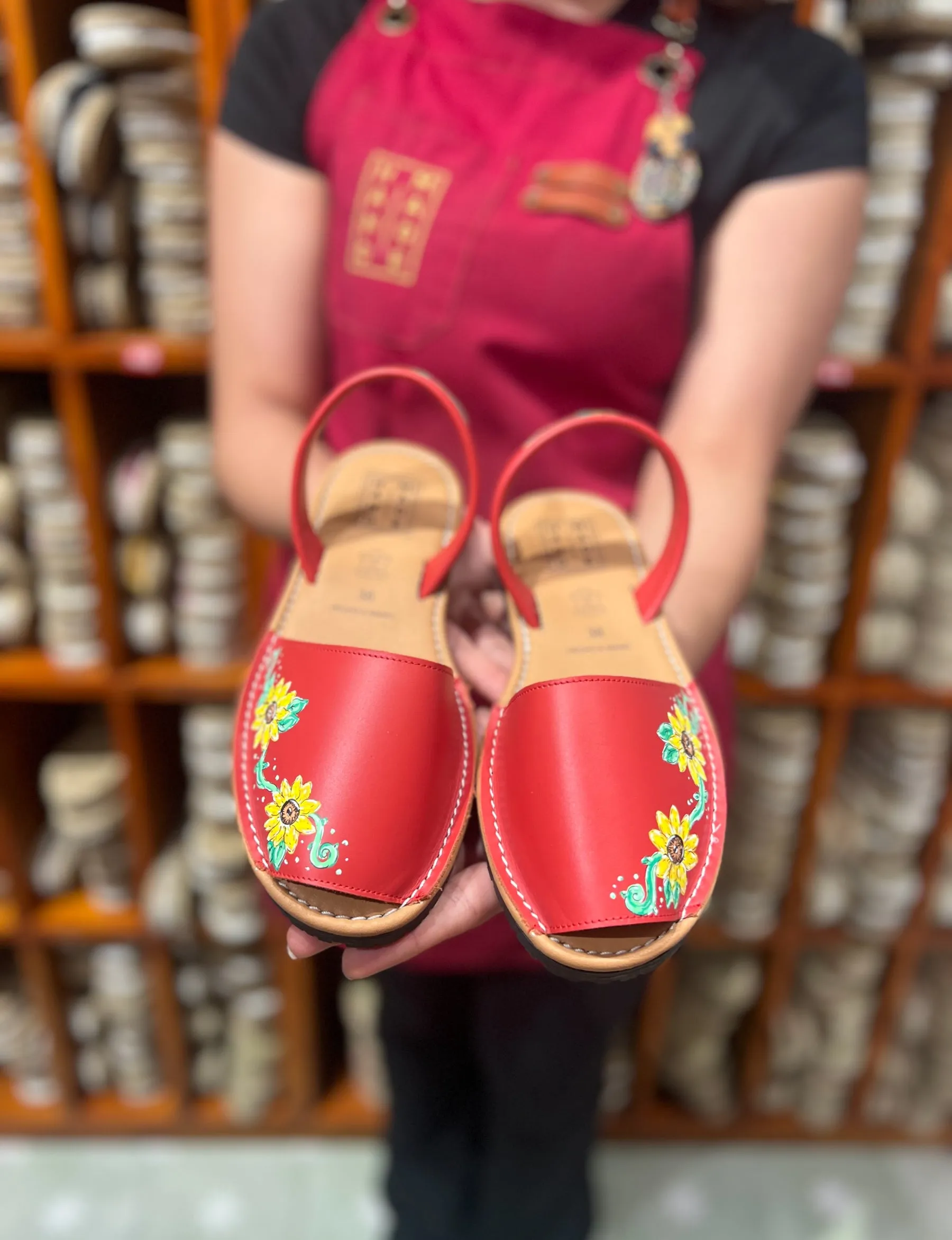 Custom-made Menorquinas Sunflowers Over Red