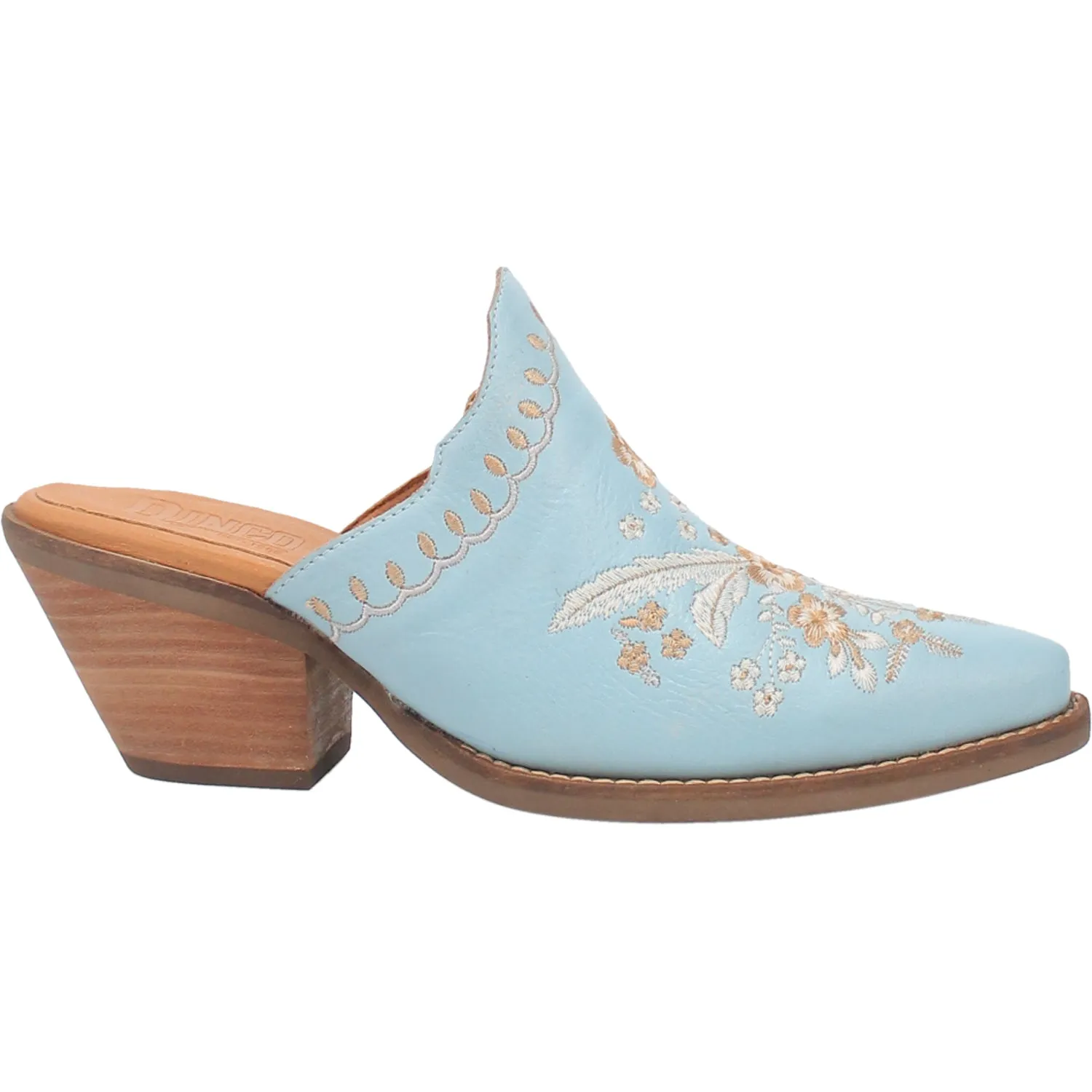 Dingo Womens Wildflower Mule Mule Shoes Leather Blue