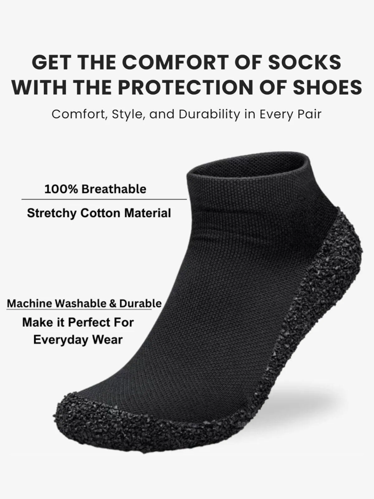 DIRTS Black Barefoot Sock Shoes (1 x Pair)