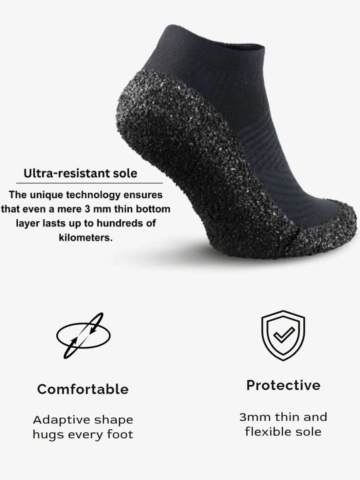 DIRTS Black Barefoot Sock Shoes (1 x Pair)