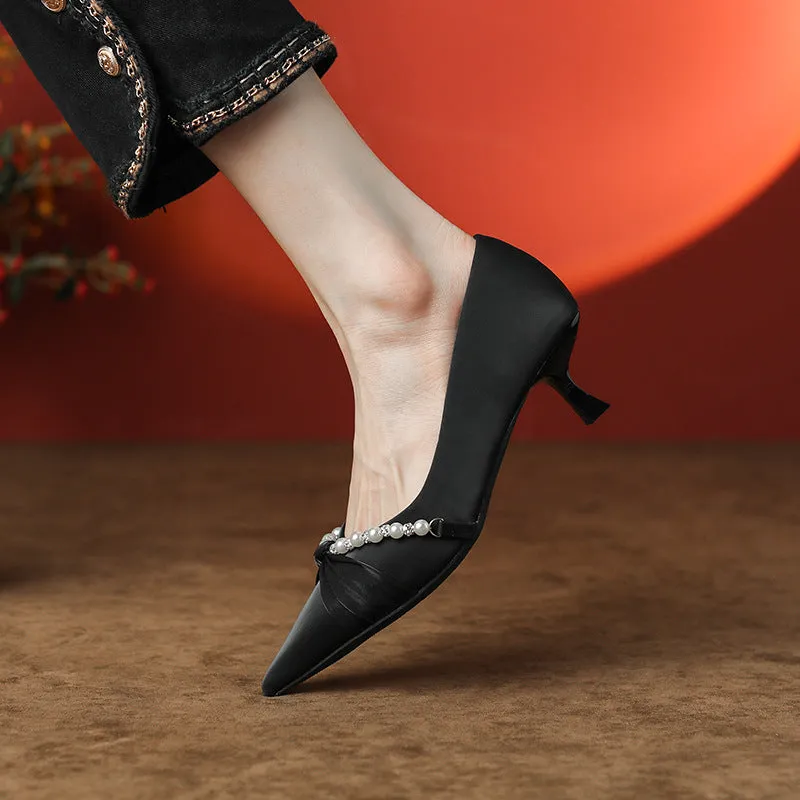 Fairy-Inspired Pearl Twisted Knot Side Cutout Sexy Stiletto Shoes
