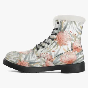 Faux Fur Leather Boots Australian Floral