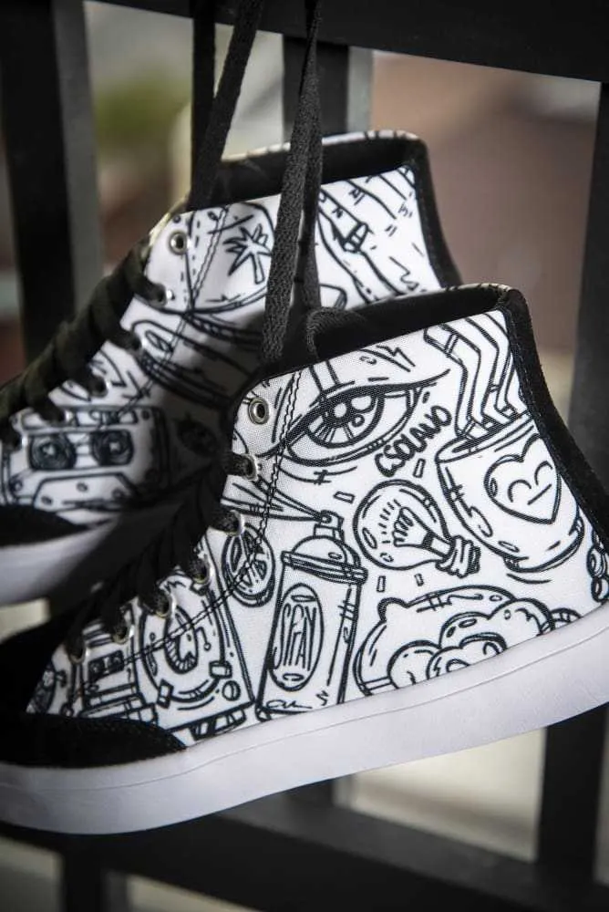 Funky Culture Print Canvas Hi-Top Ladies Sneakers