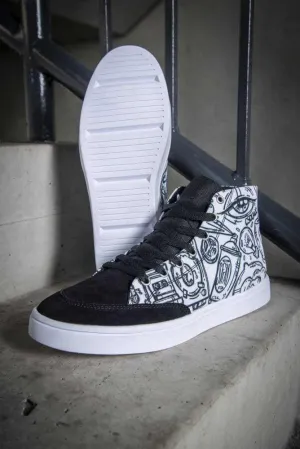 Funky Culture Print Canvas Hi-Top Ladies Sneakers