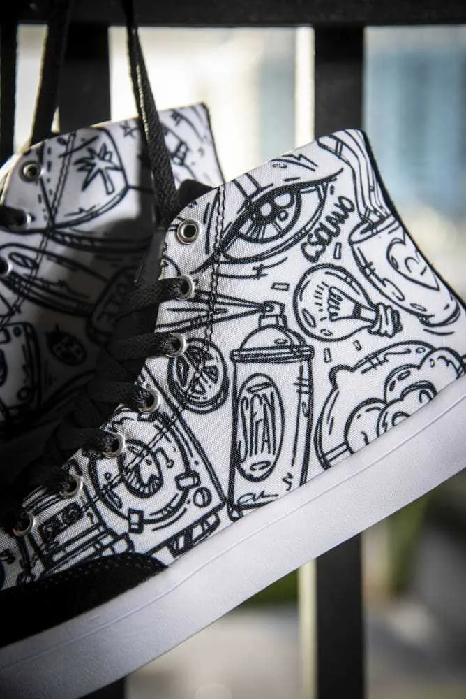 Funky Culture Print Canvas Hi-Top Ladies Sneakers