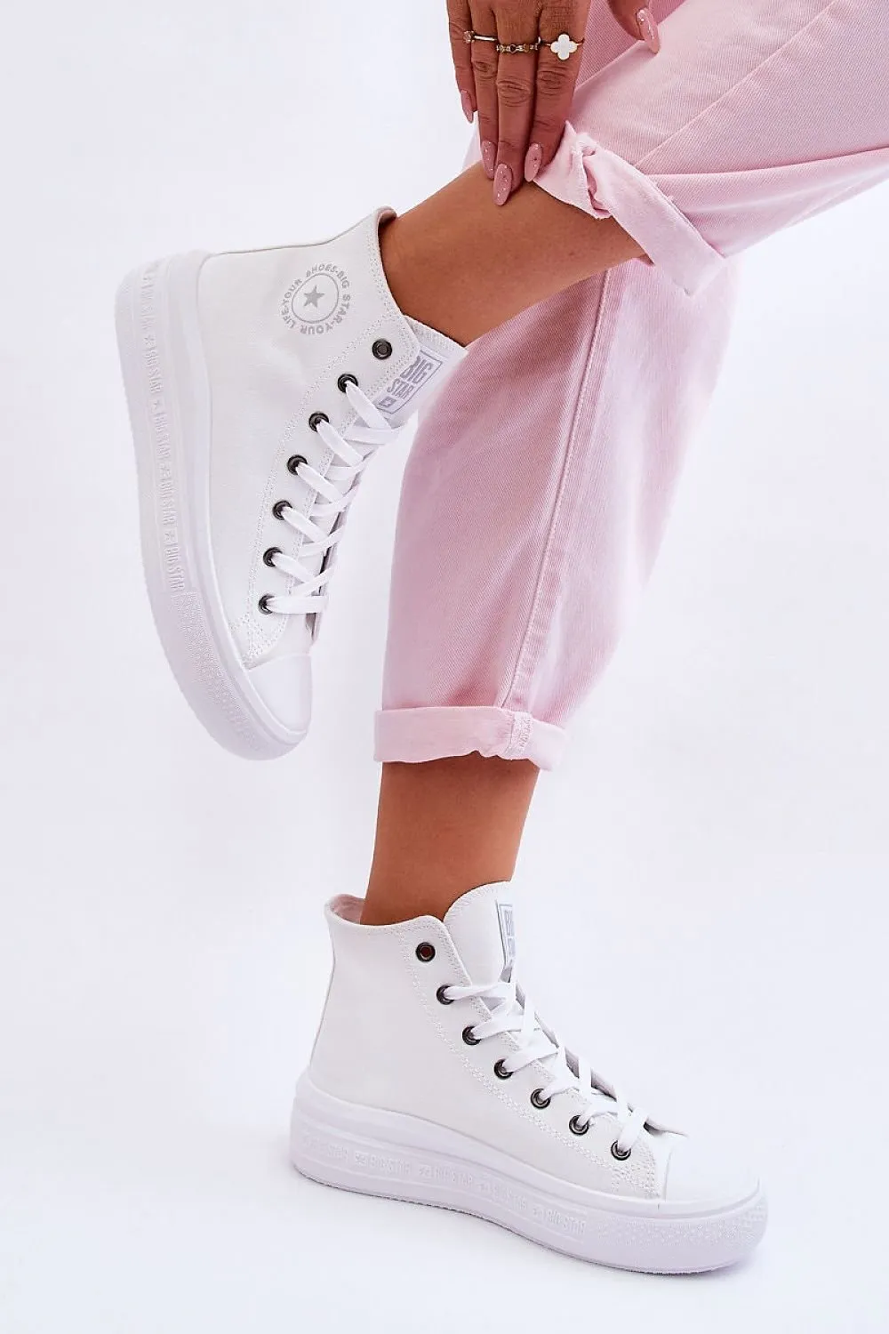 High Top Canvas Shoe White