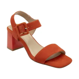 Lotus Occasion Wear Shoe Nora Block Heeled Sandal Suede ORANGE ULS545
