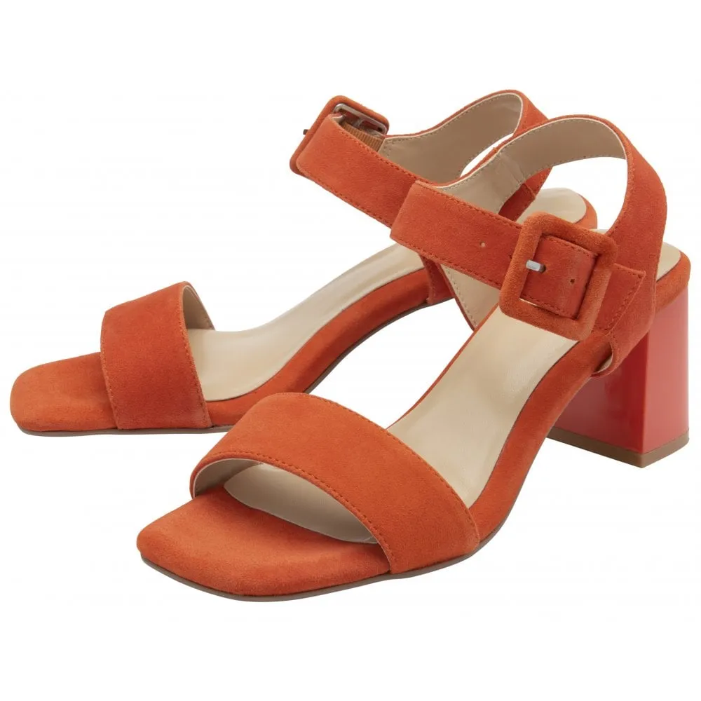 Lotus Occasion Wear Shoe Nora Block Heeled Sandal Suede ORANGE ULS545