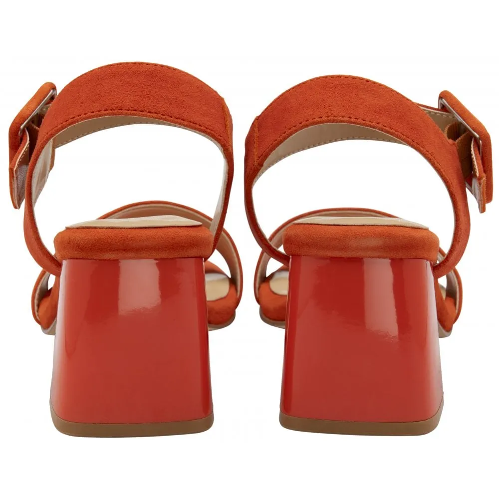 Lotus Occasion Wear Shoe Nora Block Heeled Sandal Suede ORANGE ULS545