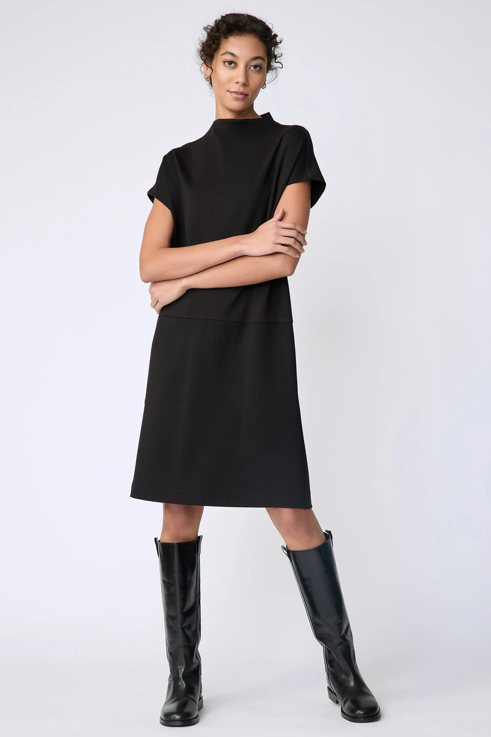 Maya Funnelneck Dress - Black
