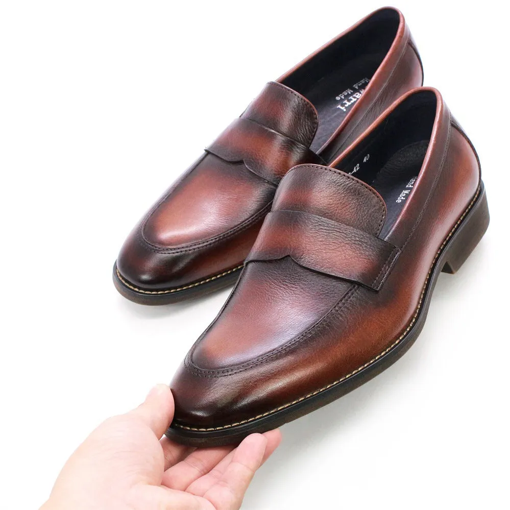 Men's Loafer Leather Soft Leather Raw Rubber Non-Slip Comfortable Wear-Resistant Soft Bottom Classic Business Formal Wear Leather Shoes for Men