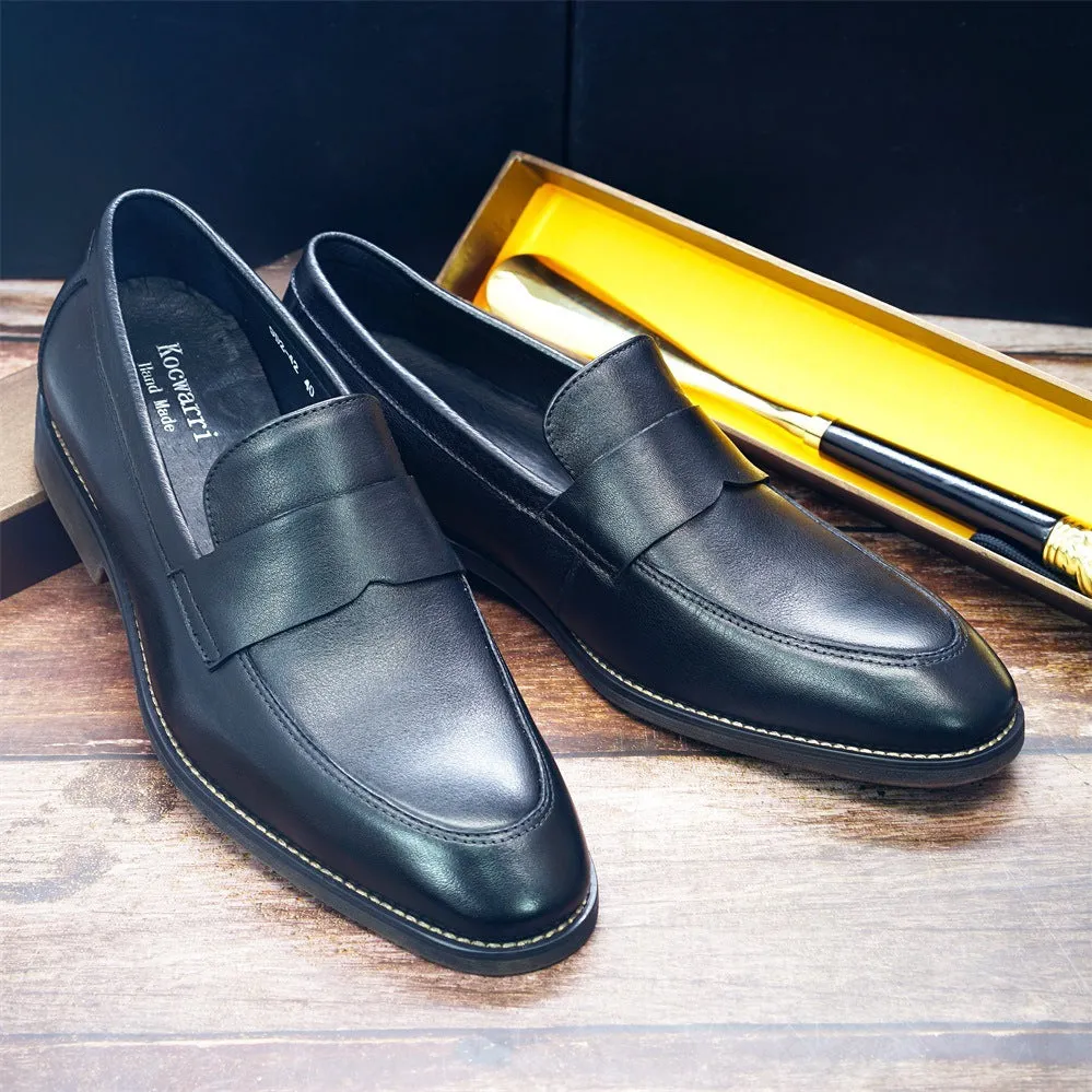 Men's Loafer Leather Soft Leather Raw Rubber Non-Slip Comfortable Wear-Resistant Soft Bottom Classic Business Formal Wear Leather Shoes for Men