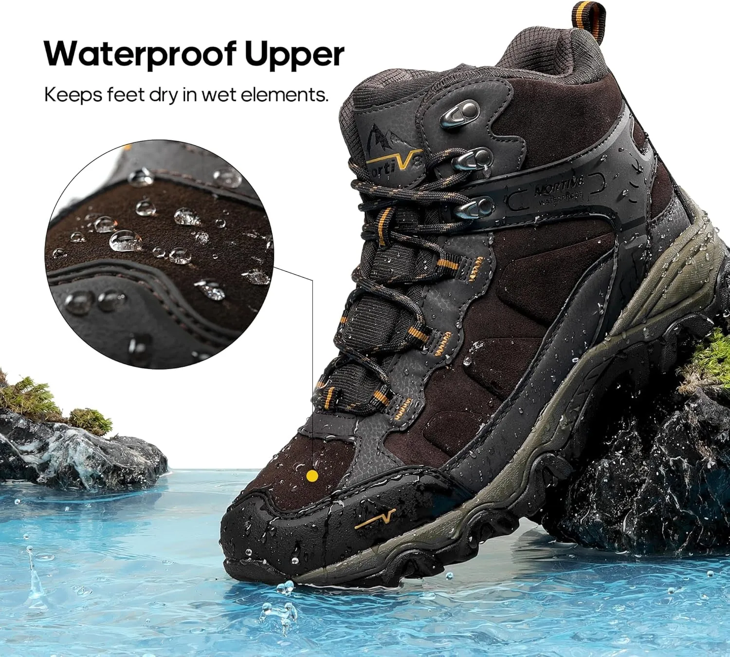 Men'S Waterproof Hiking Boots Outdoor Mid Trekking Lightweight Mountaineering Shoes