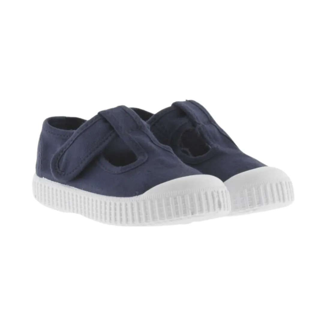 Navy Canvas T-Strap