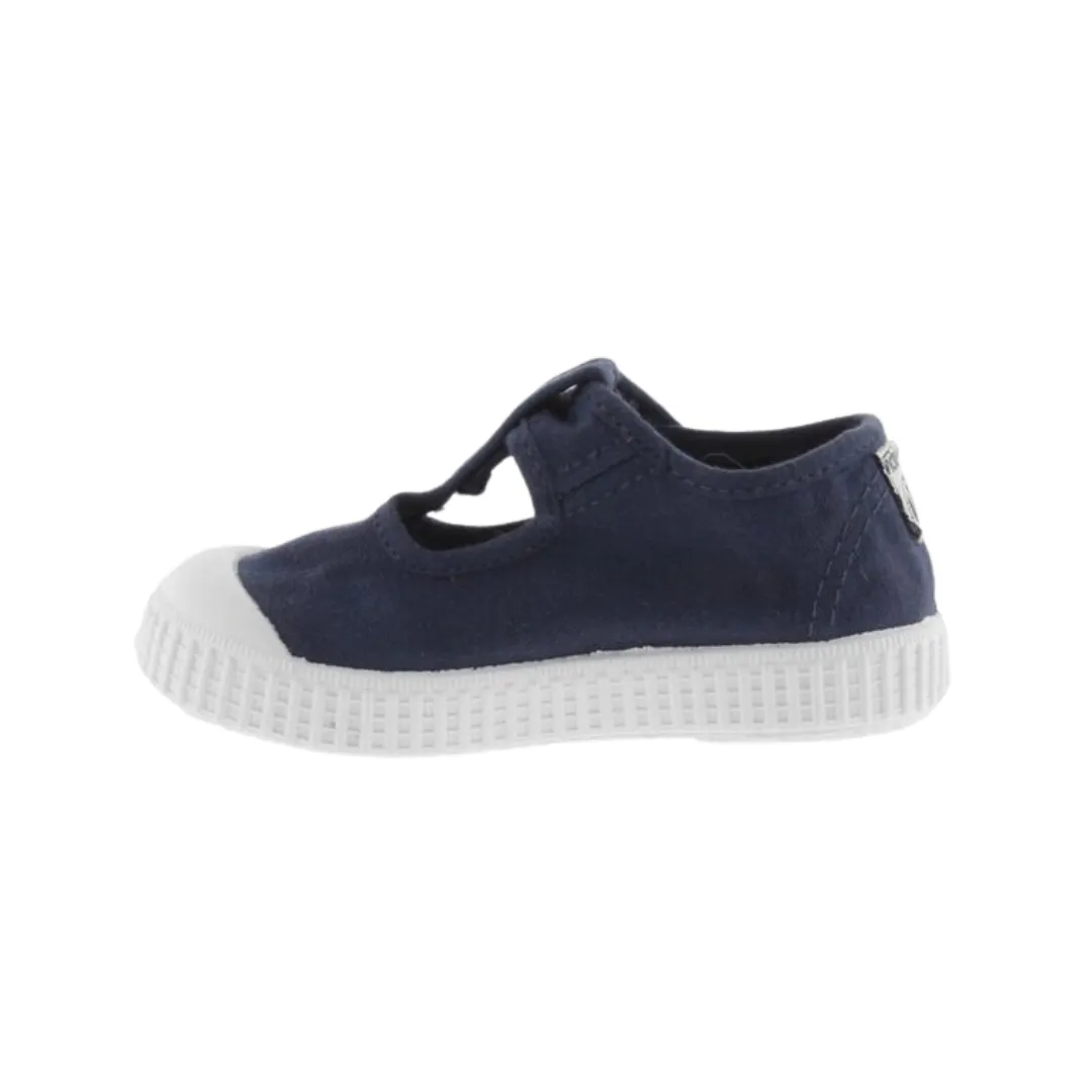 Navy Canvas T-Strap