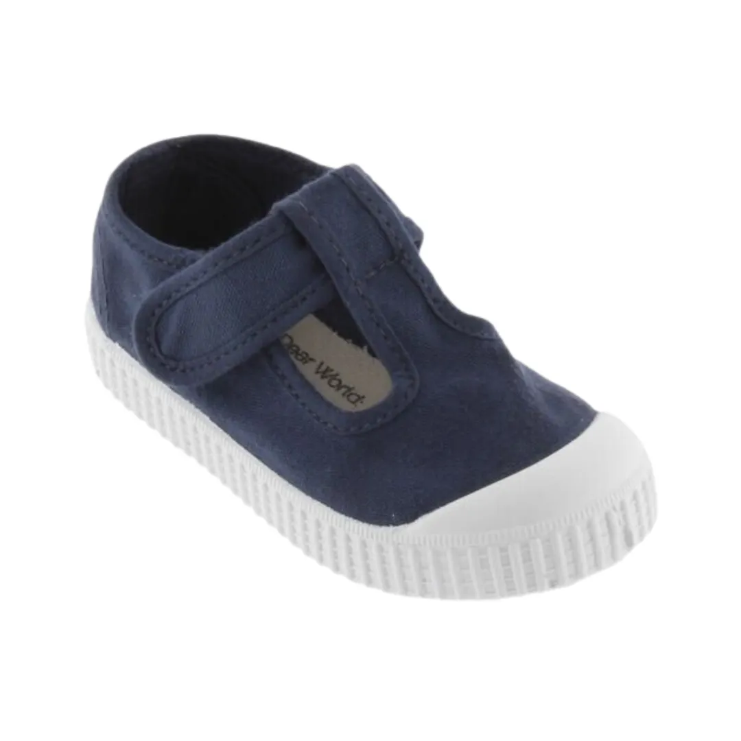 Navy Canvas T-Strap
