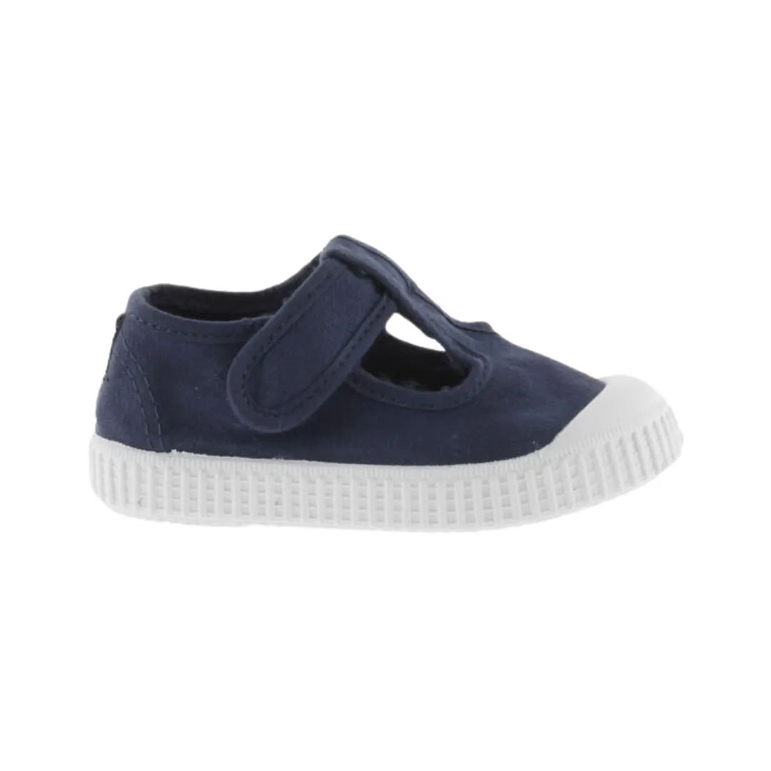 Navy Canvas T-Strap