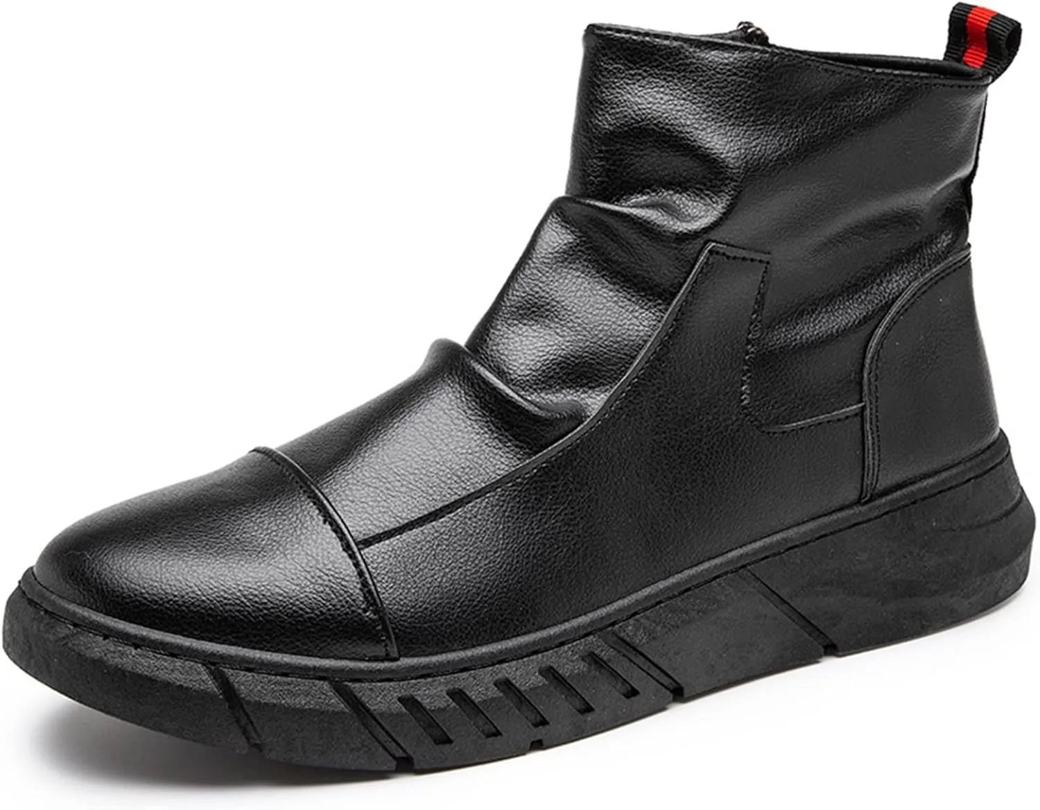 New Men's High Top Faux Leather Anti-Slip Zipper Shoes Fashion Slip-On Boots Black, Sz 47 (12) Retails $49 