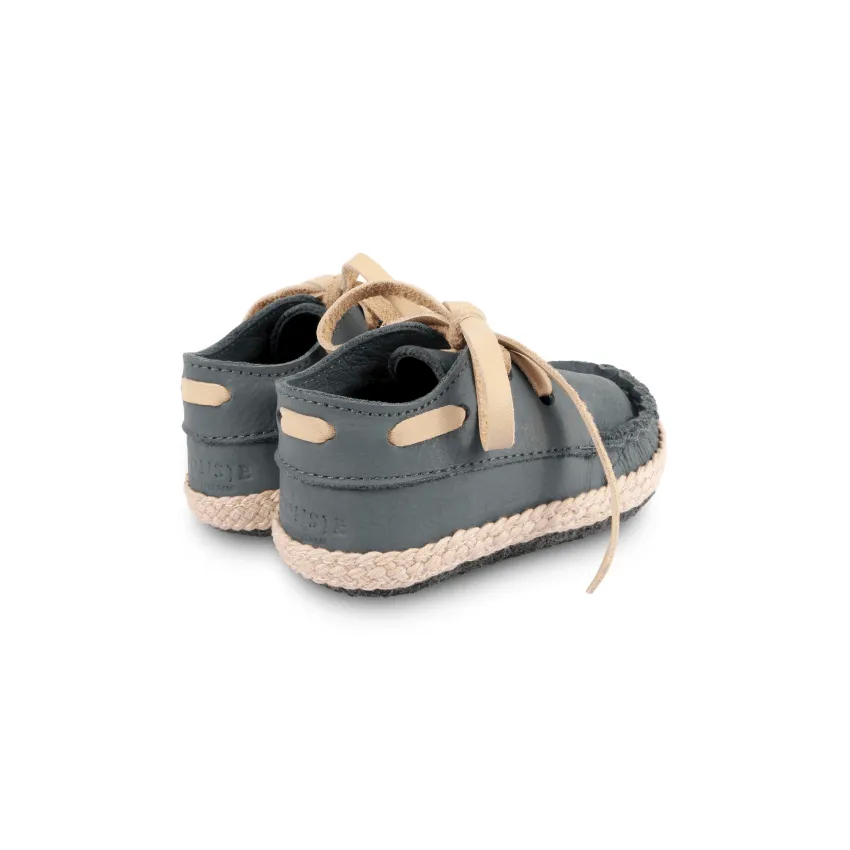 Noud Leather Baby Boat Shoe, Blue Stone
