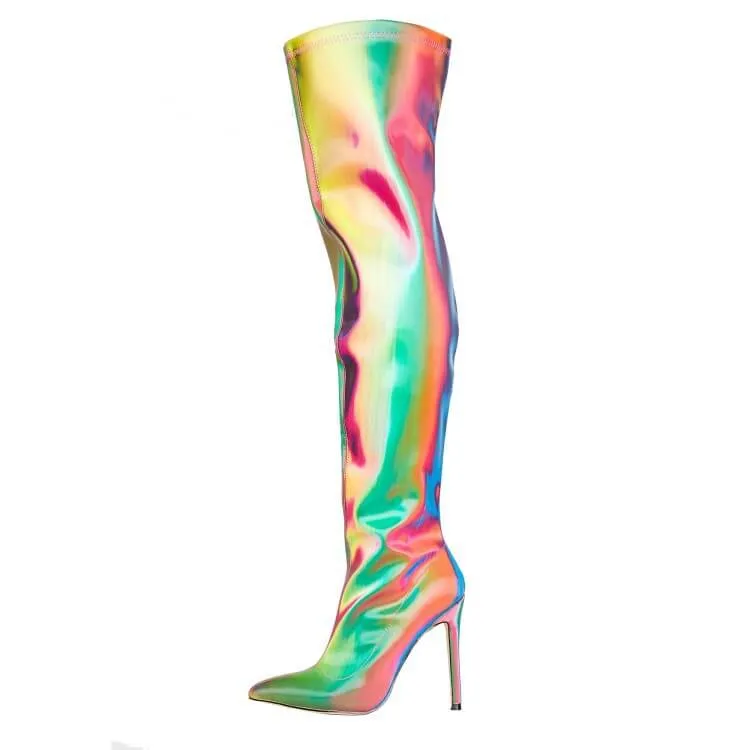 Party PU Multi Point Toe High Heel Over Knee Boots