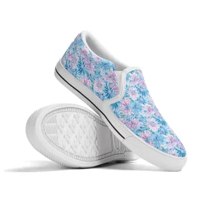 Pastel Blossom Symphony: Spring Flowers in Soft Pink and Blue Hues Womens Canvas Slip On Shoes US5-US12