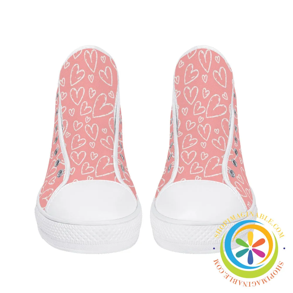 Pretty In Pink Ladies High Top Shoes
