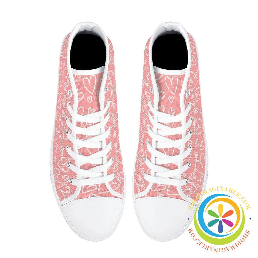 Pretty In Pink Ladies High Top Shoes