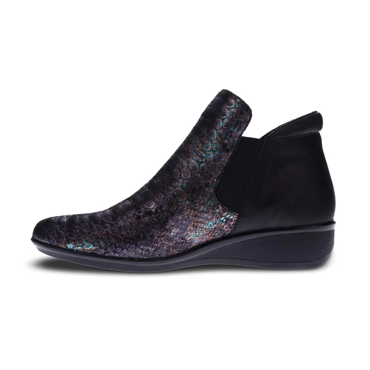 Revere Damascus Women Boots In Black Metallic Python/onyx