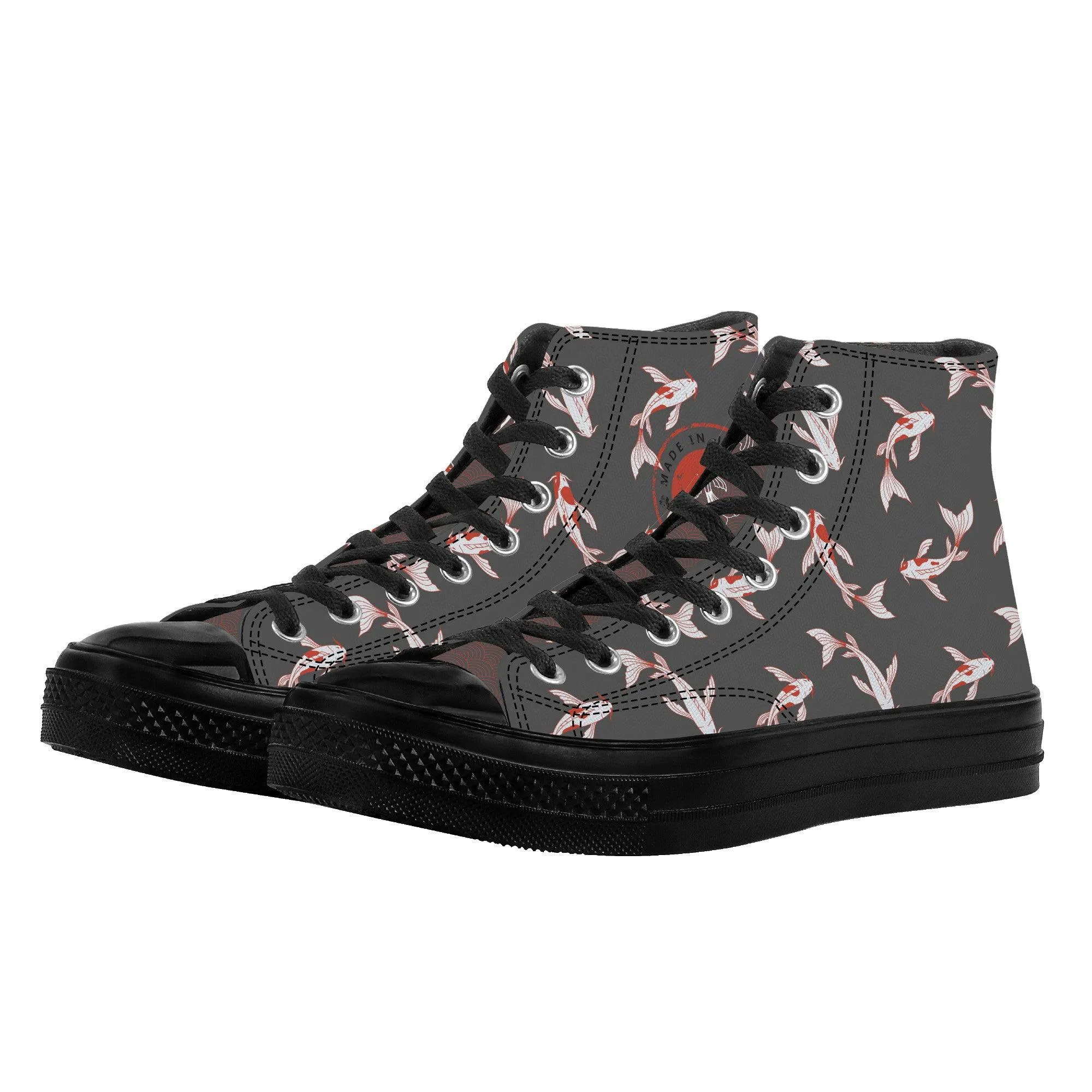 Shōwa Sanshoku Koi Grey High Tops Shoes
