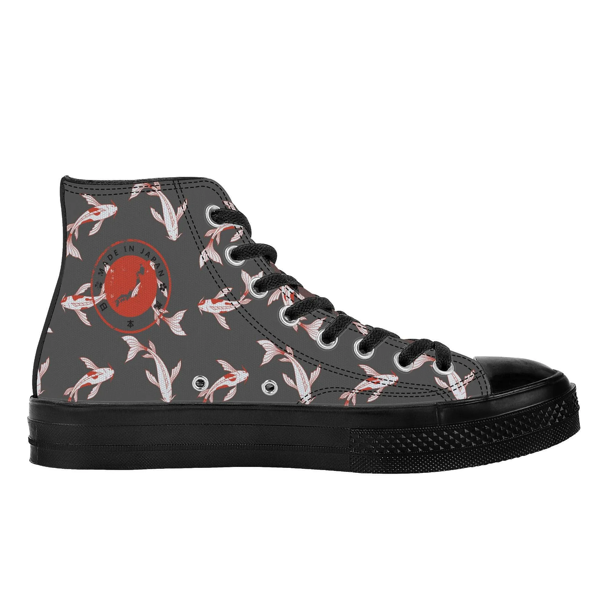 Shōwa Sanshoku Koi Grey High Tops Shoes