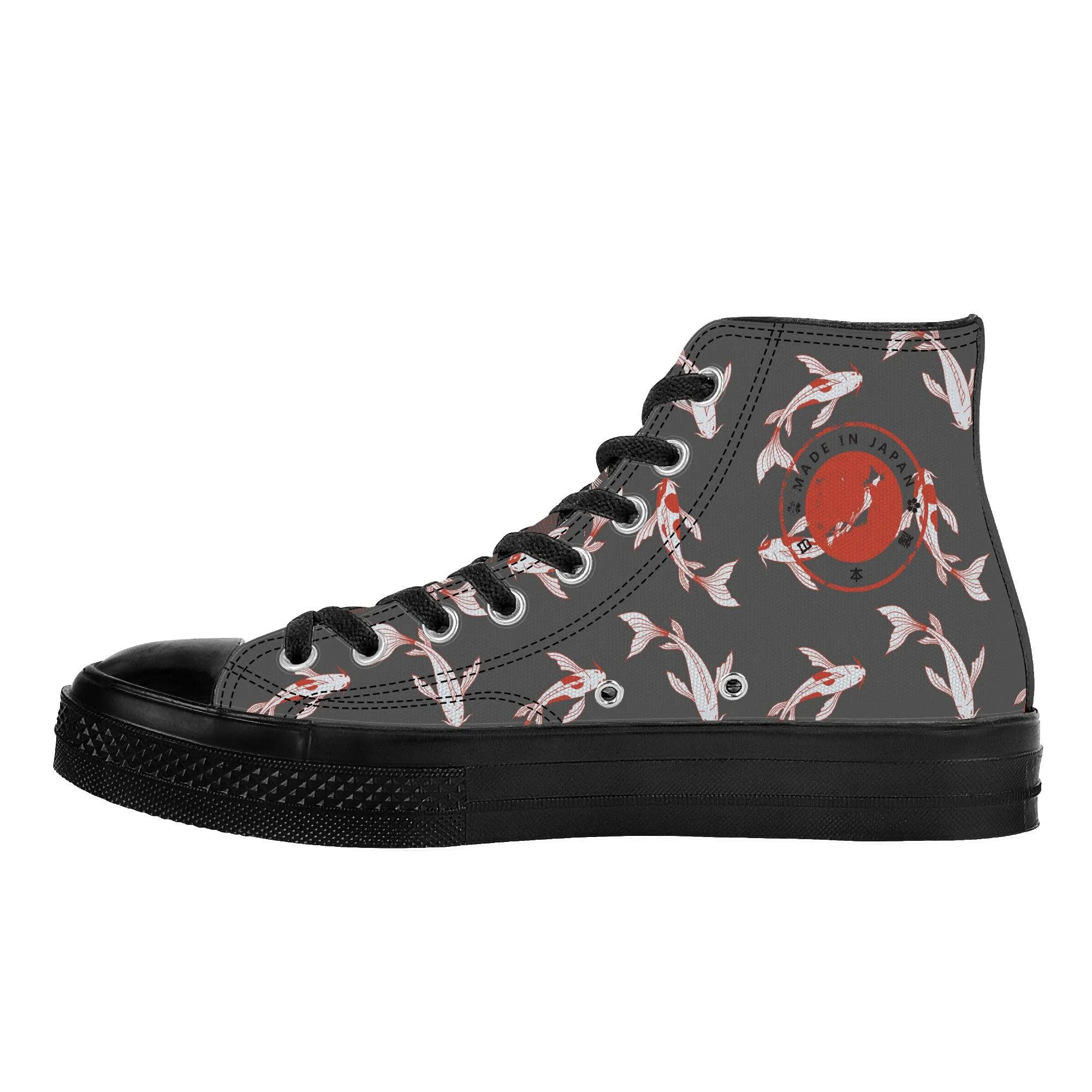 Shōwa Sanshoku Koi Grey High Tops Shoes