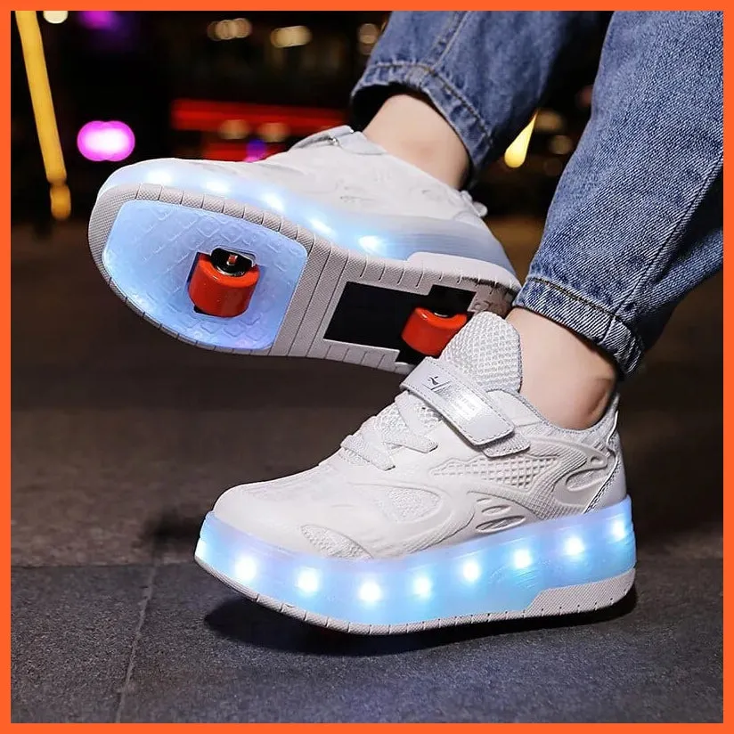 Sparkling Led Two Wheel Roller Range Pink, Black, White  | Kids Led Light Shoes  | Kids Led Light Roller Wheel Shoes