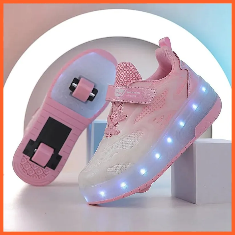 Sparkling Led Two Wheel Roller Range Pink, Black, White  | Kids Led Light Shoes  | Kids Led Light Roller Wheel Shoes