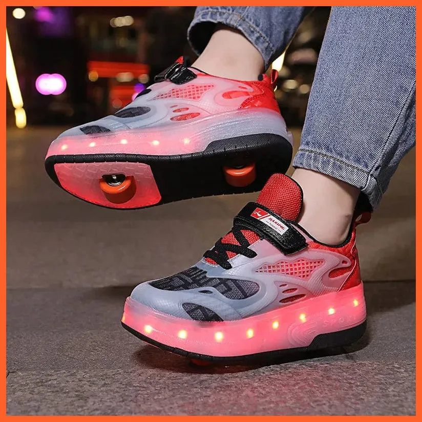 Sparkling Led Two Wheel Roller Range Pink, Black, White  | Kids Led Light Shoes  | Kids Led Light Roller Wheel Shoes